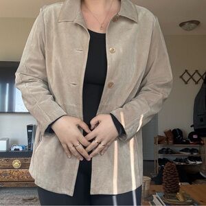 Vintage Genuine Leather Suede Tan Lined Jacket / Coat XL